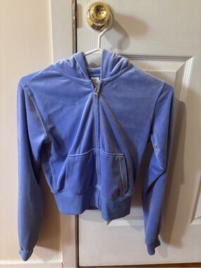 Light Periwinkle Velour Zip Hoodie